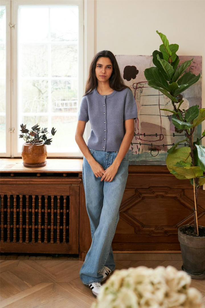 Mitta Knit Blouse Smoke Blue