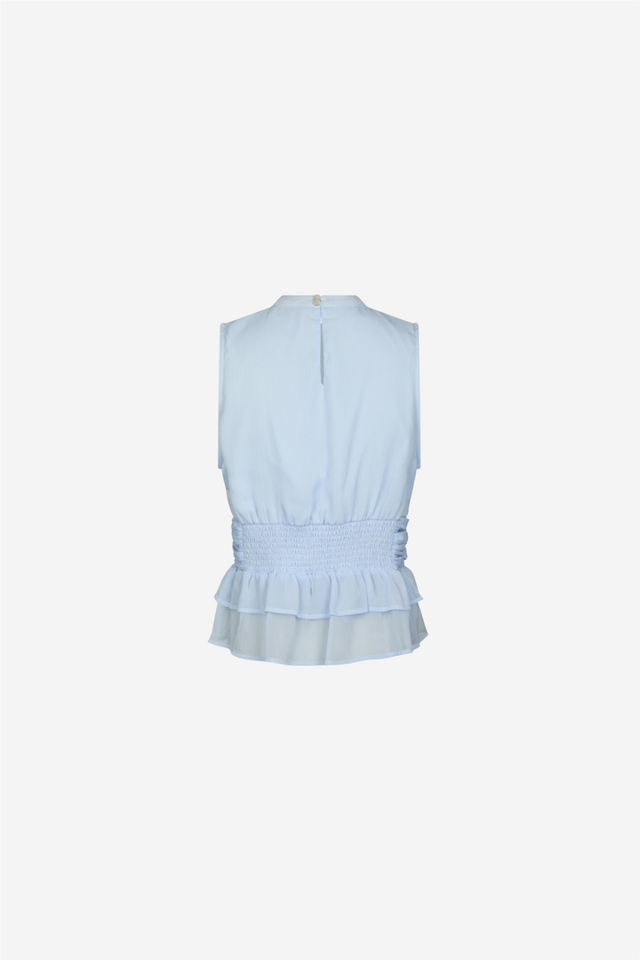 Ansol Solid Solid Chiffon Top Light Blue