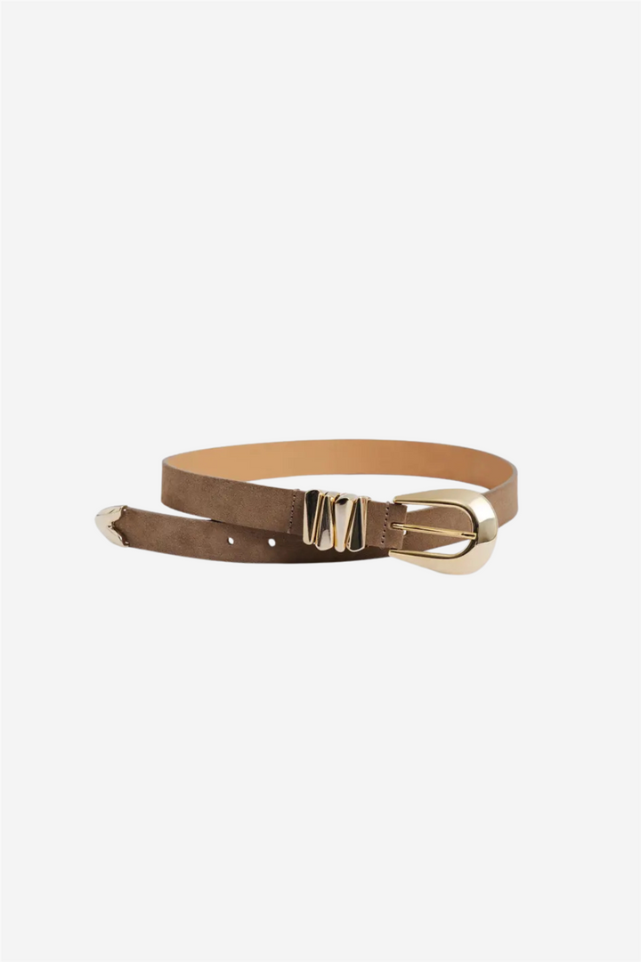 Azelia Buckle Leather Belt Taupe