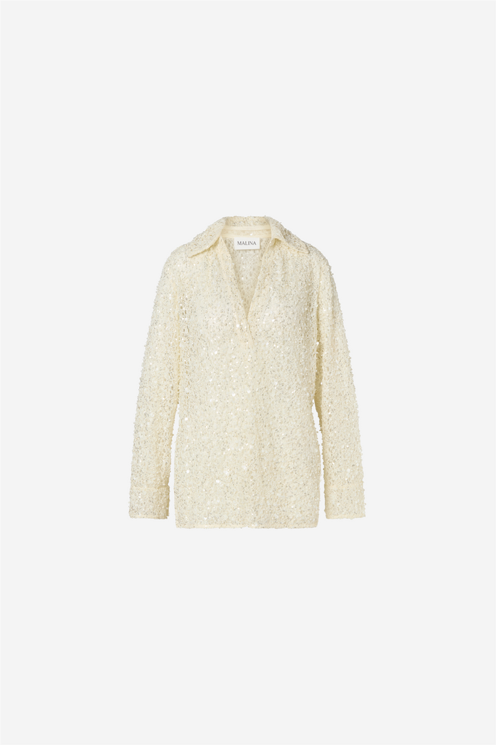 Philippa Embellished Lace Shirt Pearl
