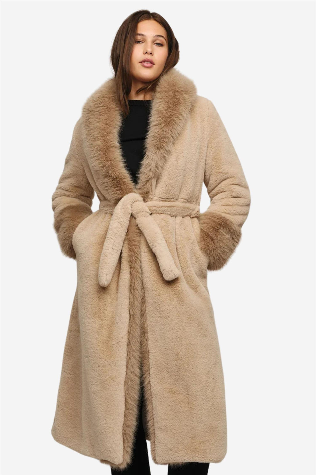 Caroline fake fur jacket beige