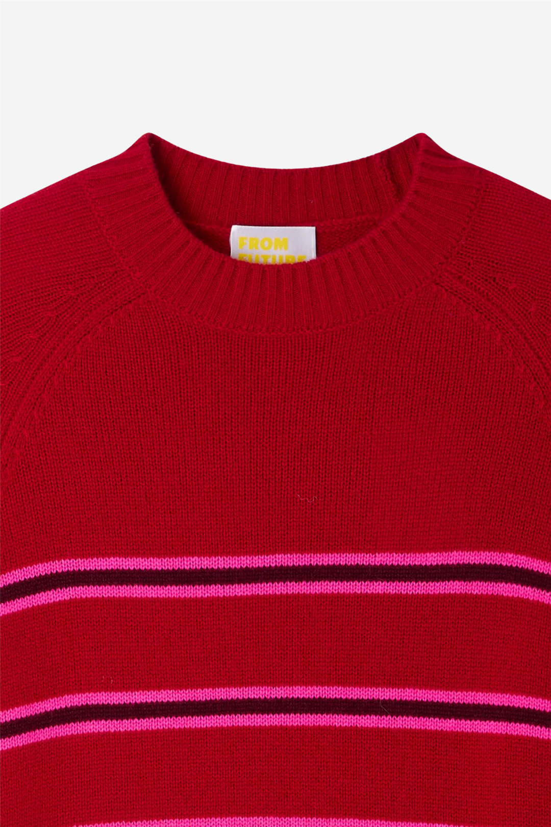 Striped Mock-Neck Sweater Warm Red