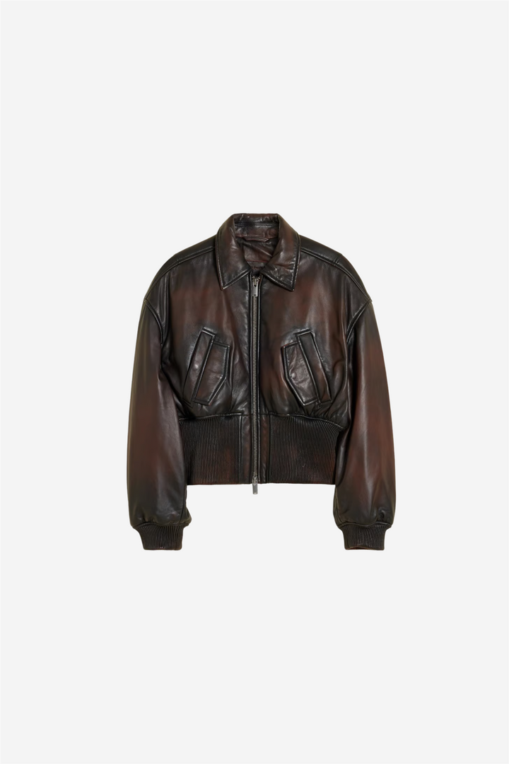 Saphra Leather Jacket Dk. Brown