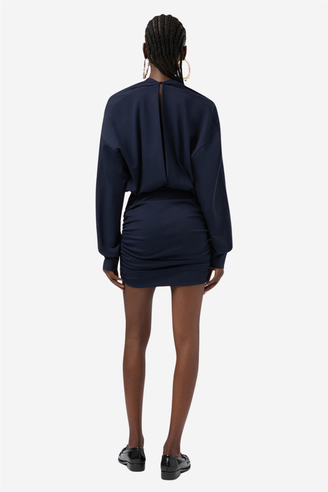 Sylvia Puffsleeves High Waist Mini Dress Dark Blue