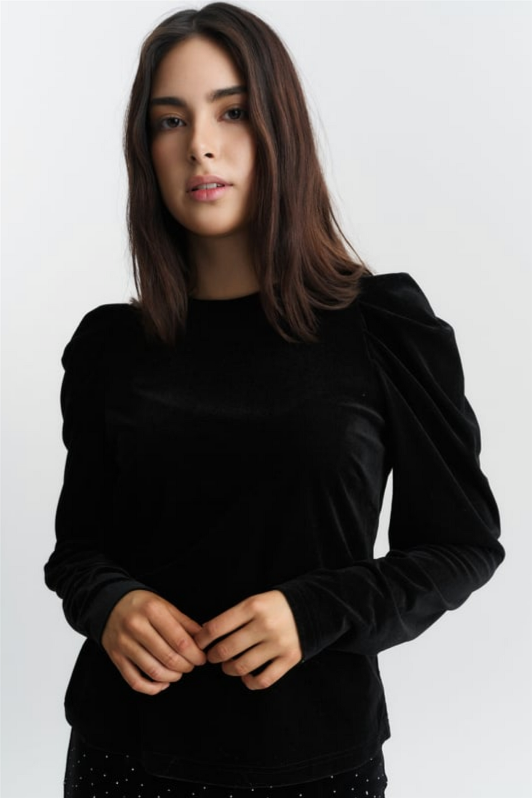 Sienna Velour Top Black