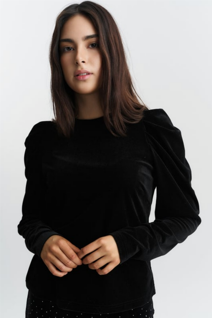 Sienna Velour Top Black