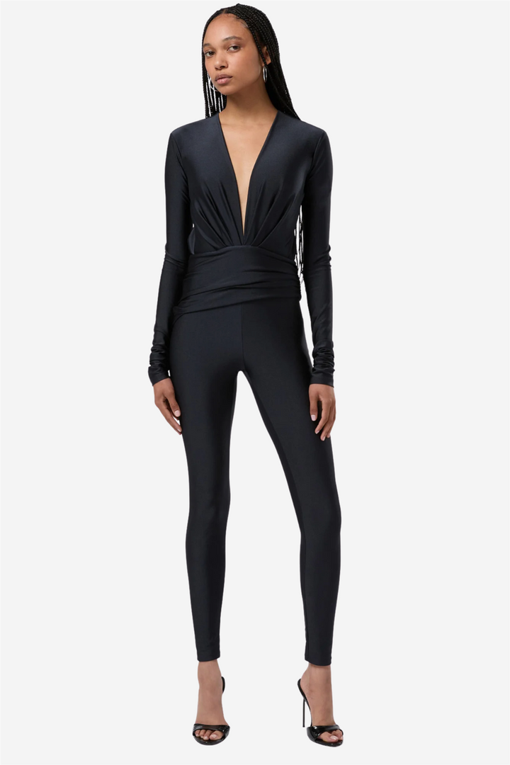 Zelda Jumpsuit Deep V Neck Black