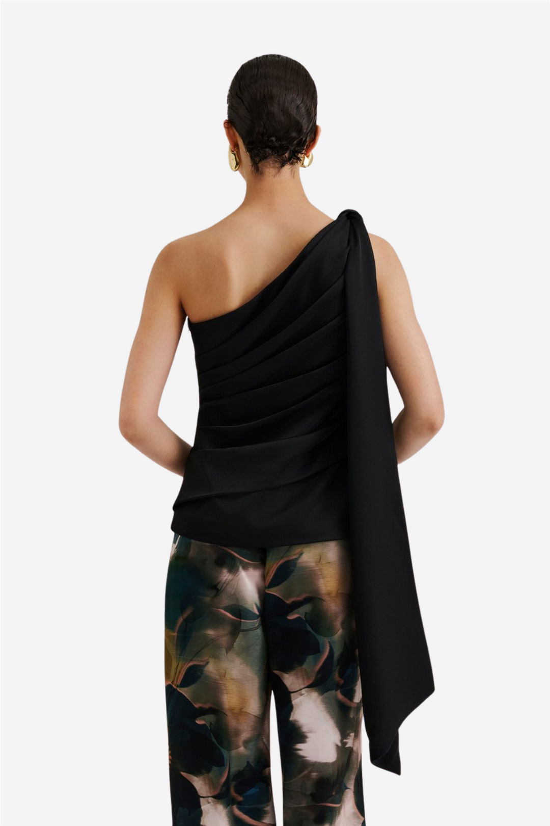 Nelly Draped One Shoulder Top Black