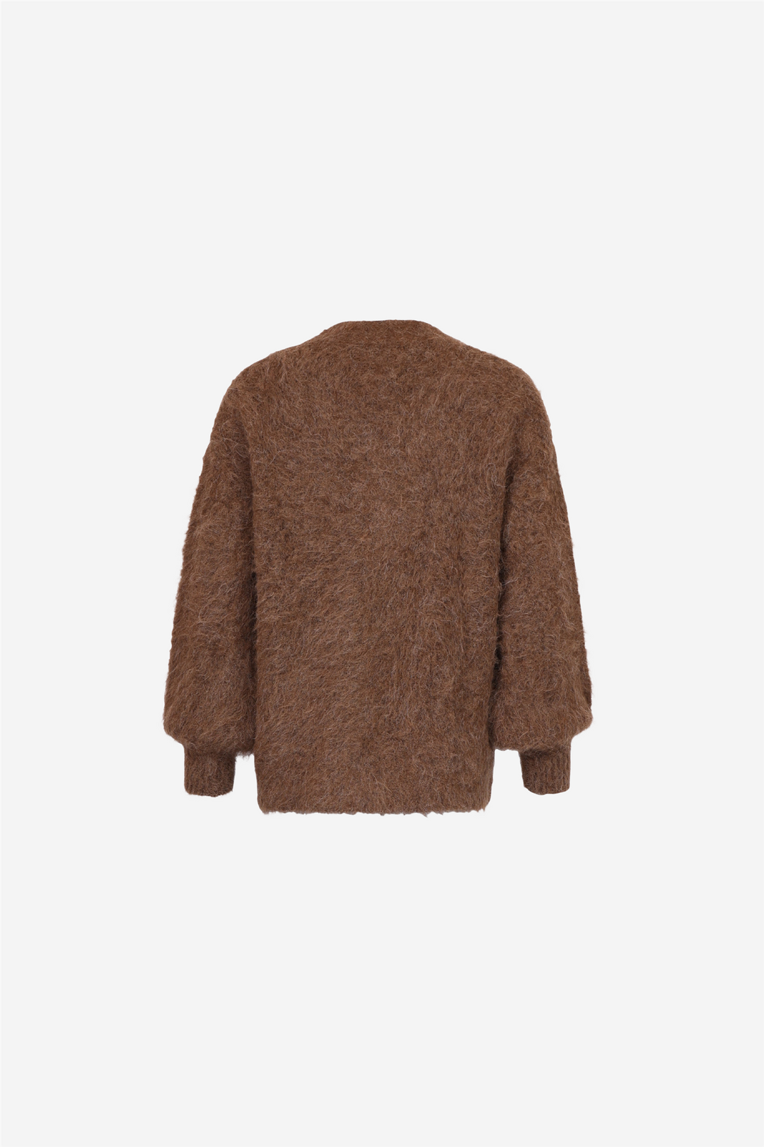 Hairy Knit V-Neck Jacket Brown