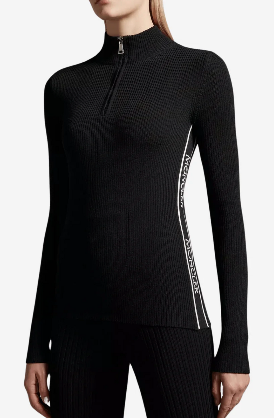 Wool Zip-Up Polo Neck Jumper Off-White