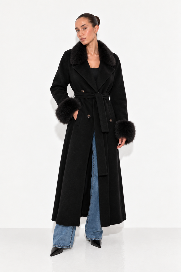 Marta Maxi Coat Faux Black