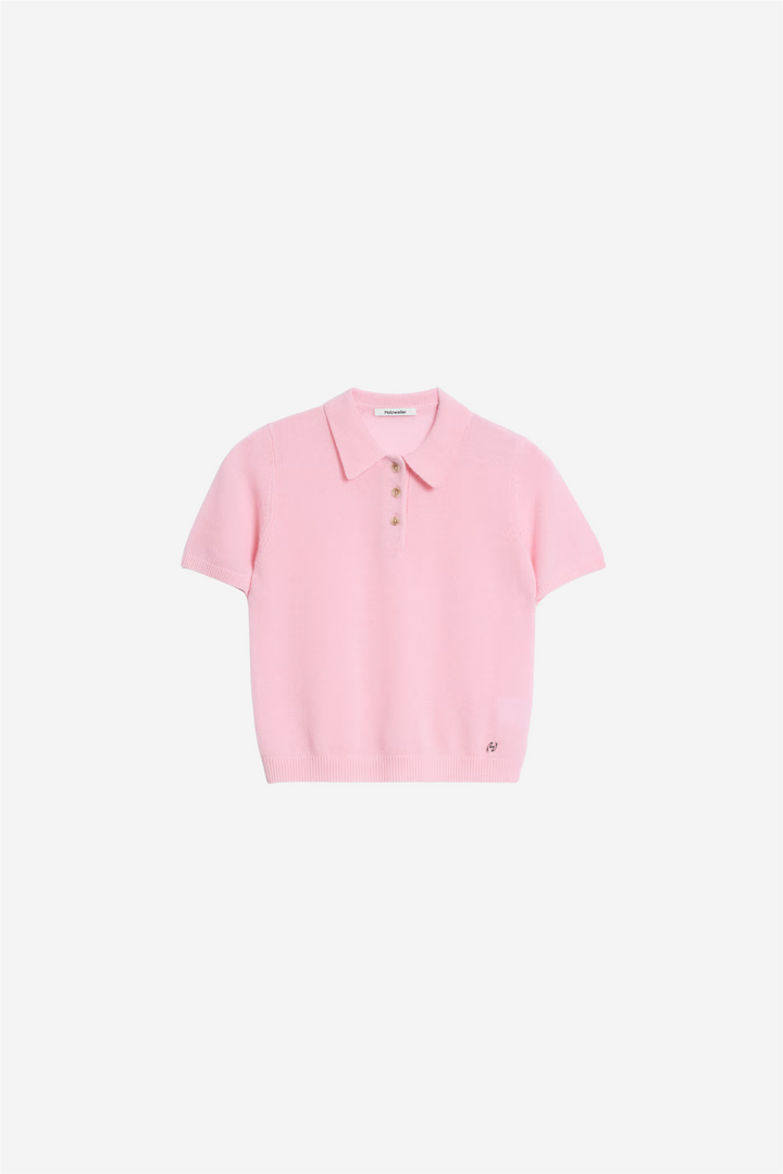 Cashmere Short Sleeve Polo Pink