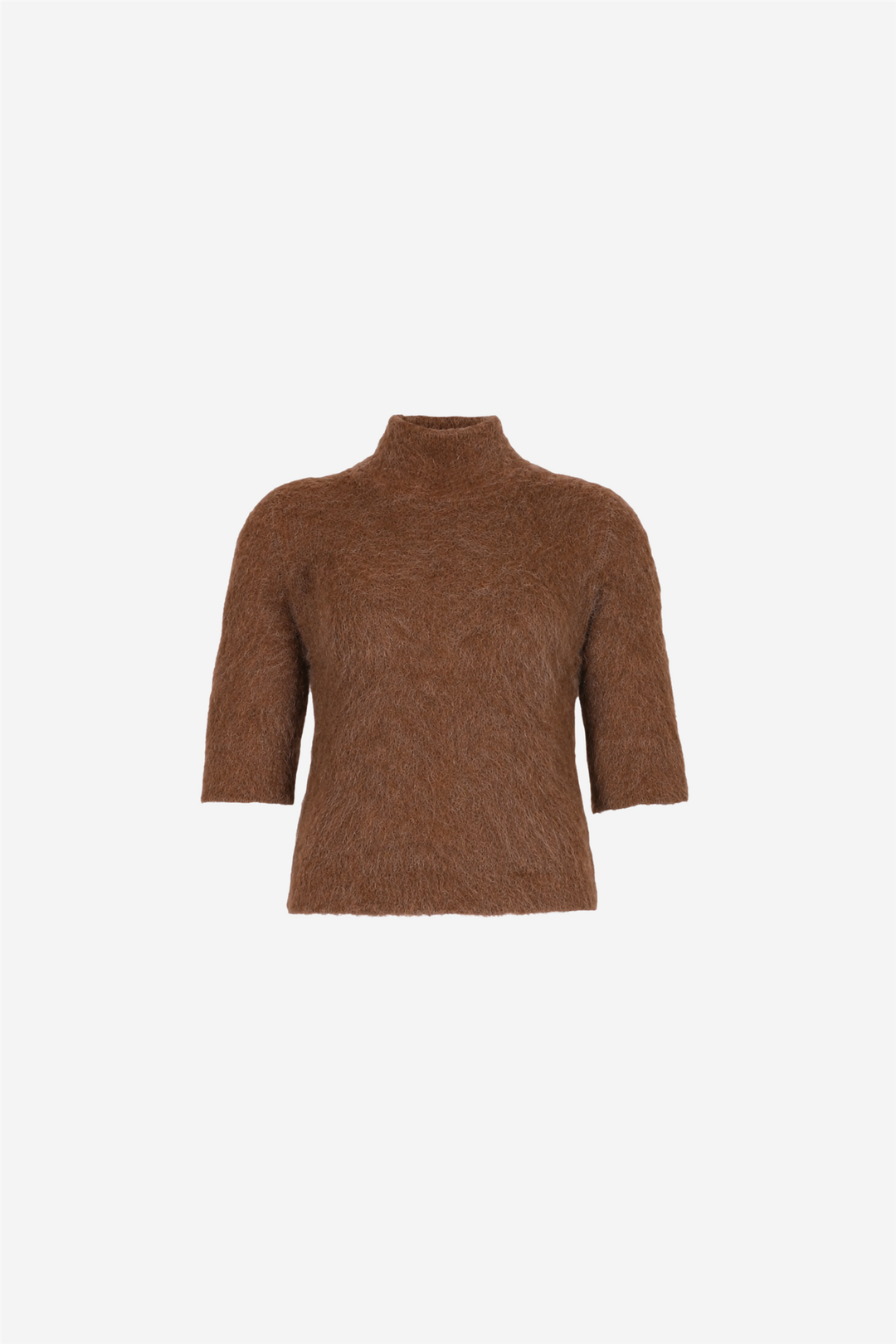 Hairy Knit Turtleneck Brown