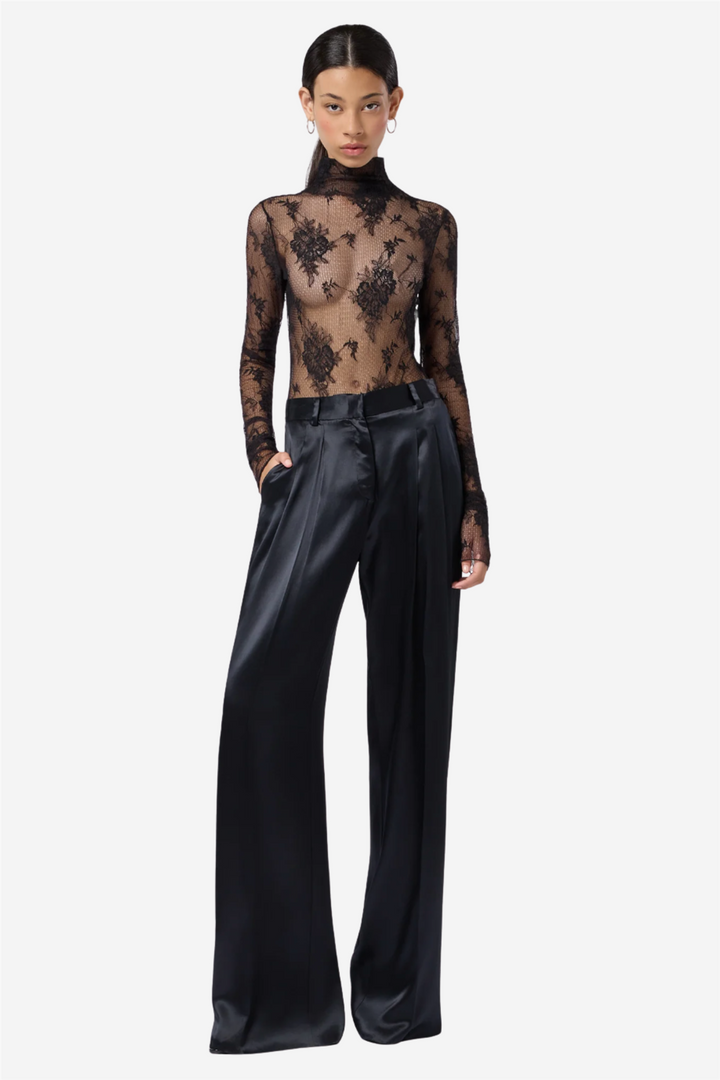 Ziggy Lace Turtleneck Bodysuit Black
