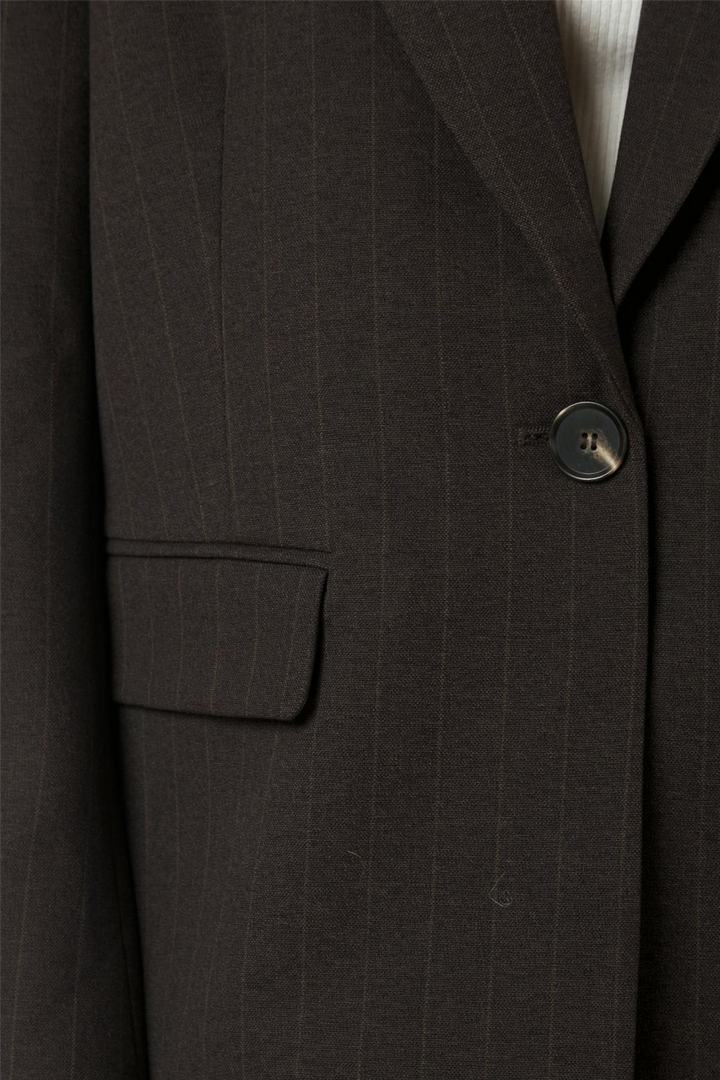 Gaby Pinstripe Blazer Dark Brown
