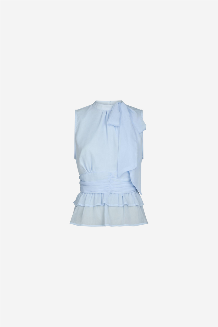 Ansol Solid Solid Chiffon Top Light Blue