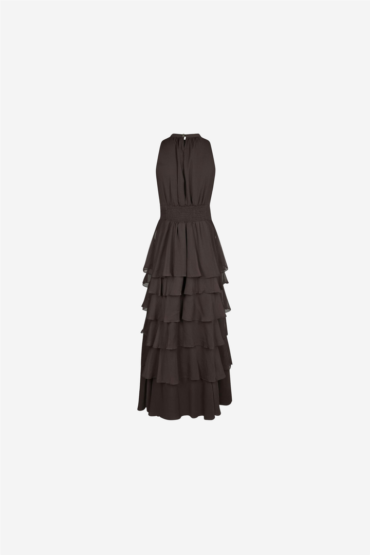 Marli Solid Chiffon Dress Dusty Brown