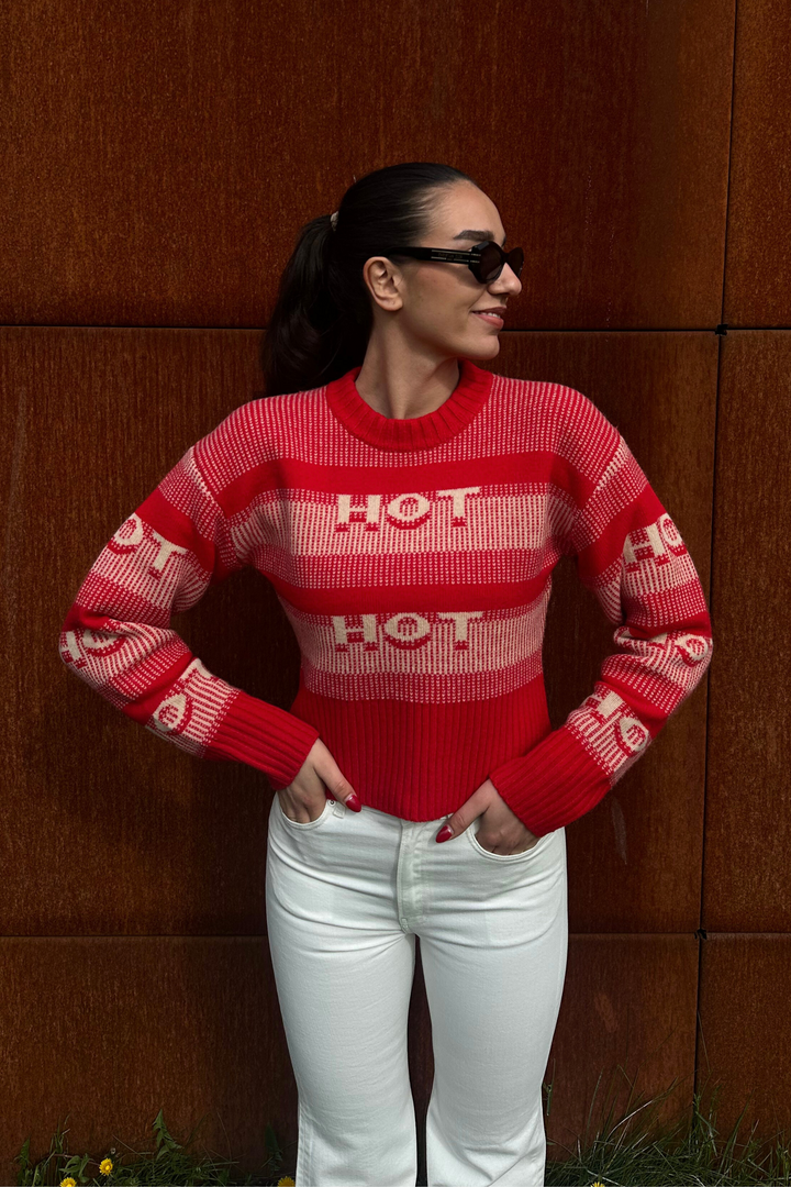 Hot Cropped Crew Red