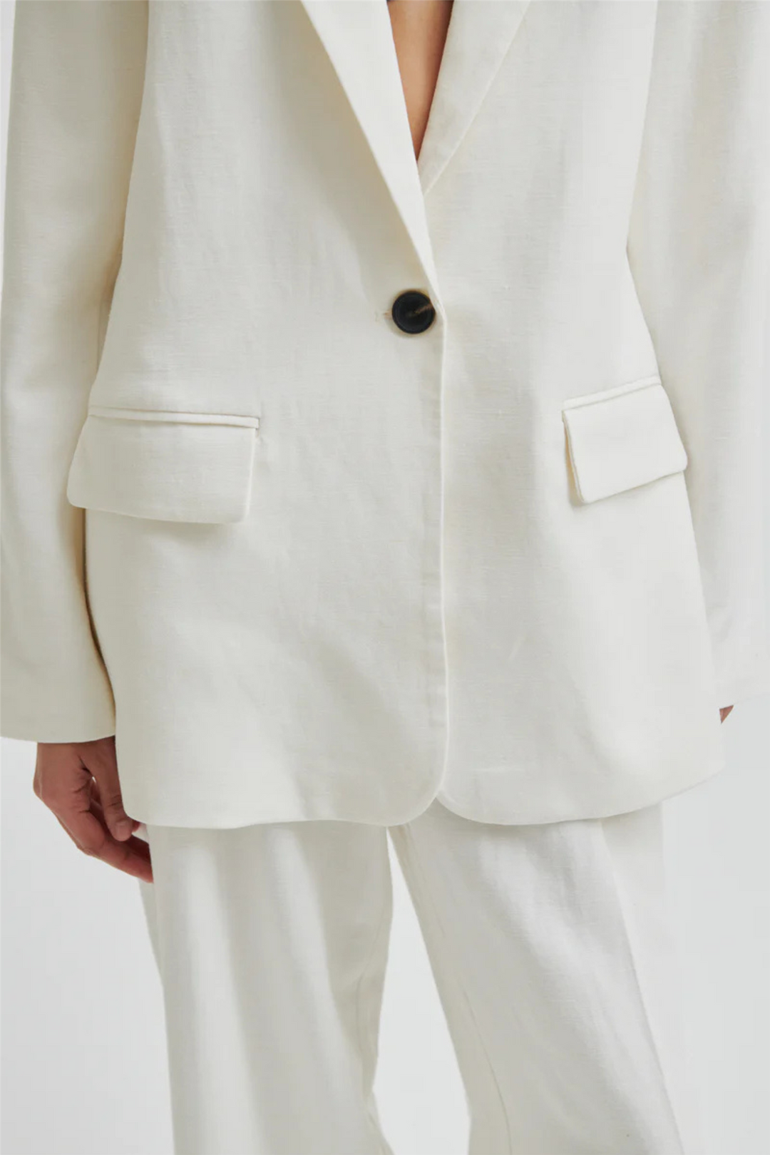 Lino New Fit Blazer White Alyssum