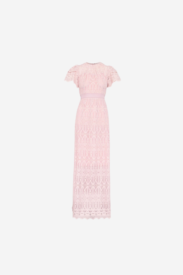 Philine Maxi Dress Pink Embroidery