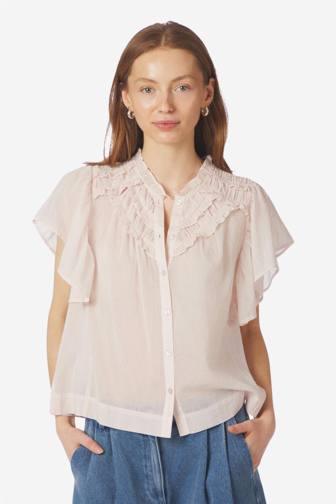 Vinsa S Voile Top Light Pink