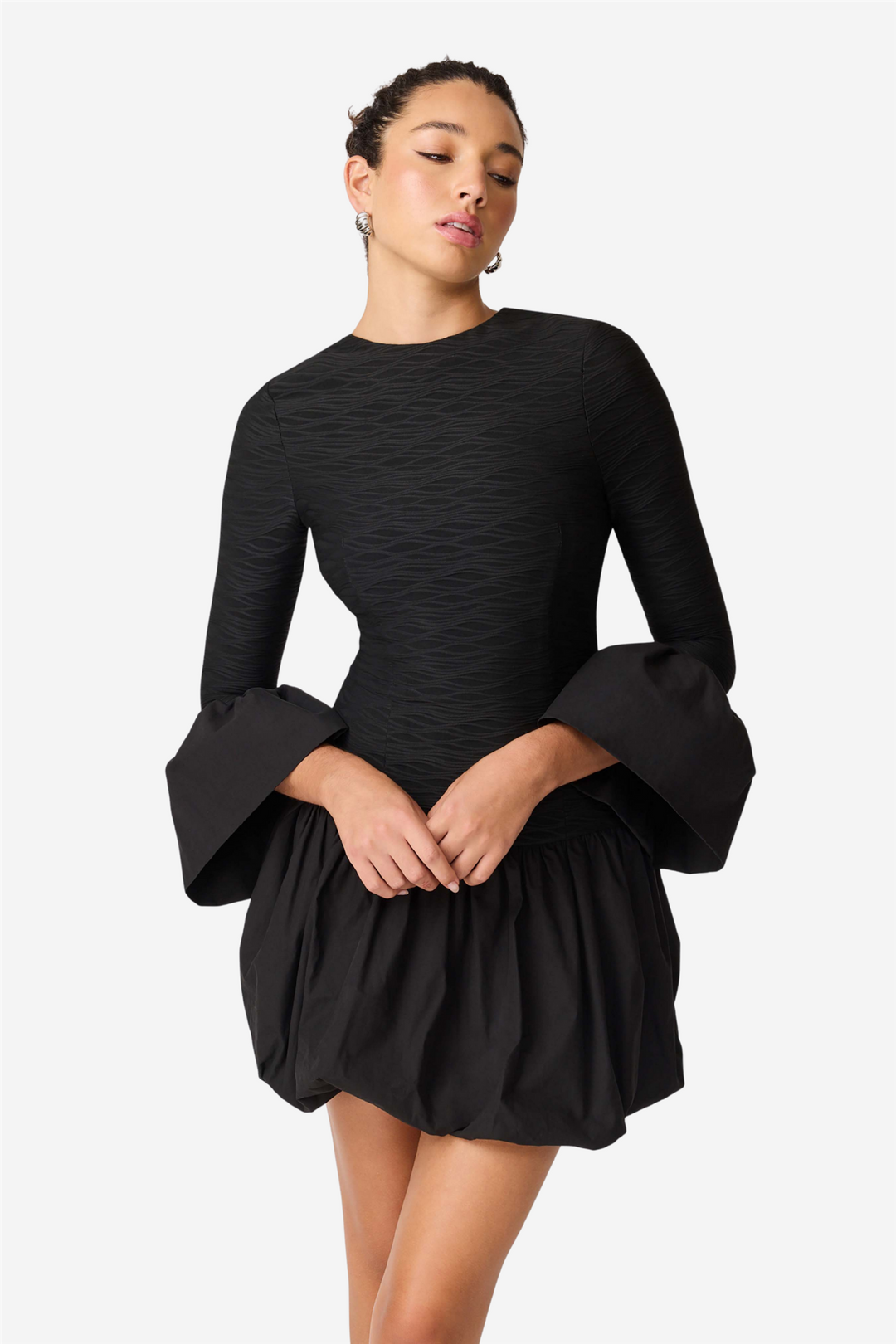 Theodara Long Sleeves Mini Dress Black