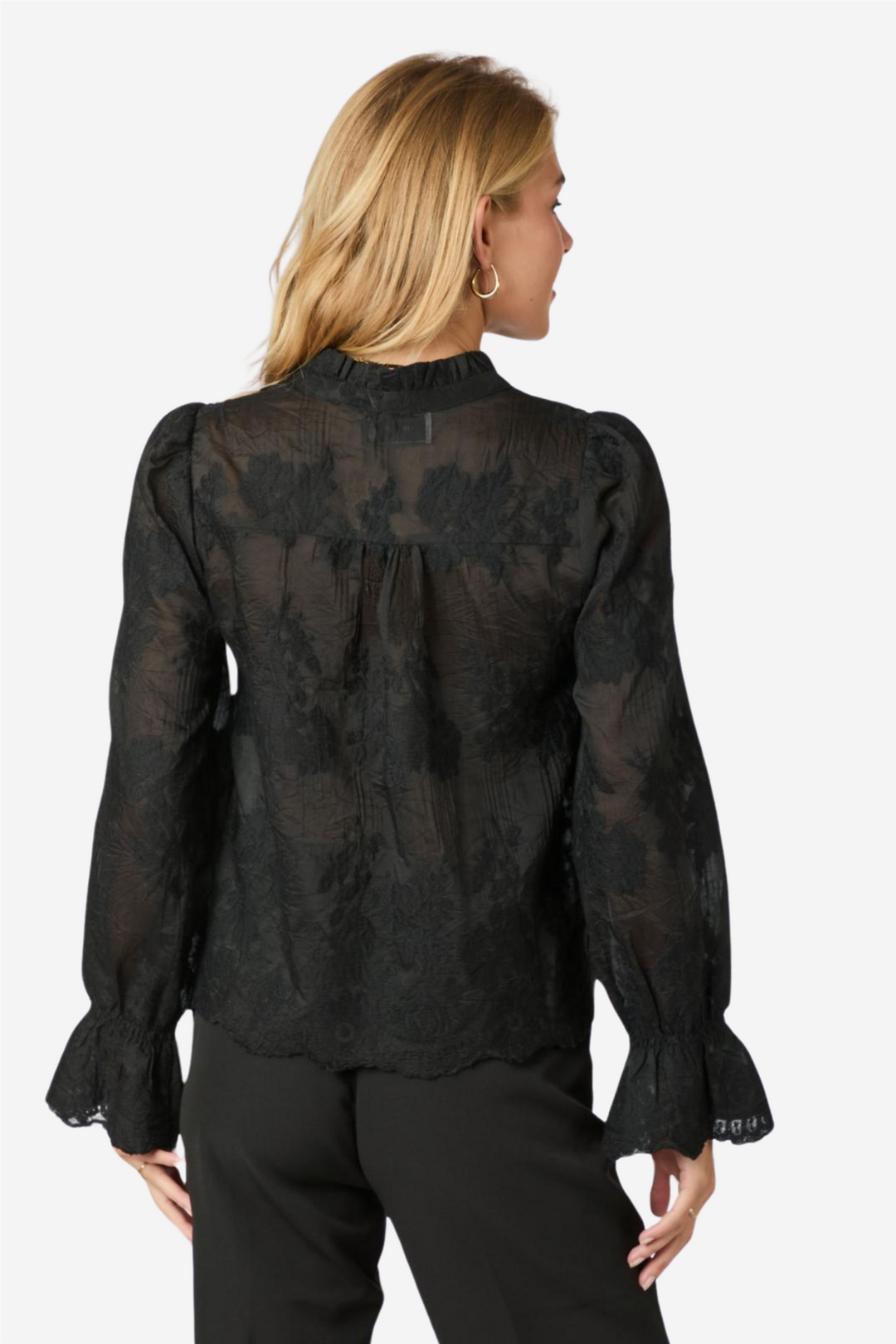 Amara Big Embroidery Blouse Black