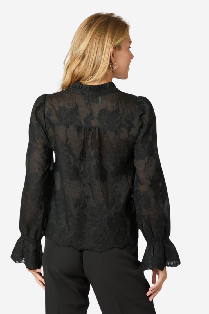 Amara Big Embroidery Blouse Black