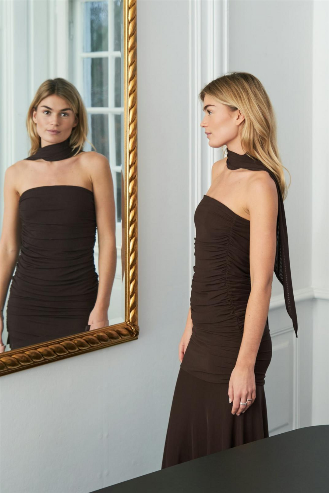Misi Mesh Dress Brown
