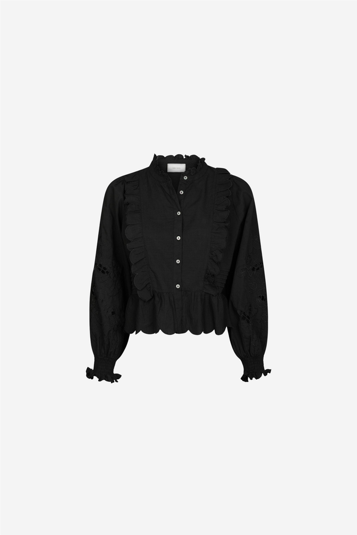 Petrine Embroidery Blouse Black