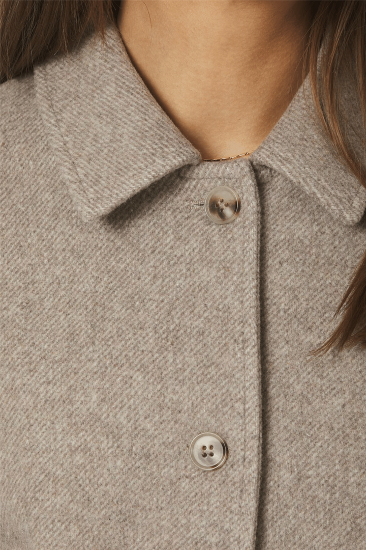 Hamra Herringbone Twill Jacket Beige Melange