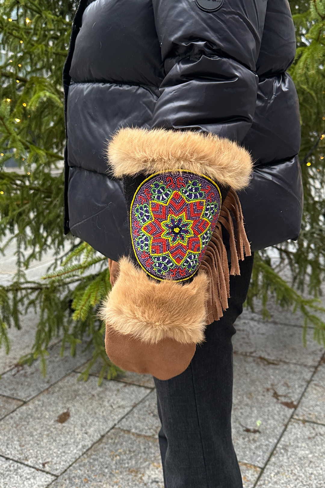 Crean Brown Leather Mittens