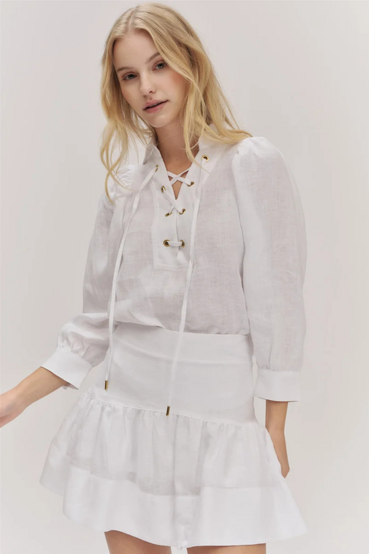 Anya Linen Skirt White