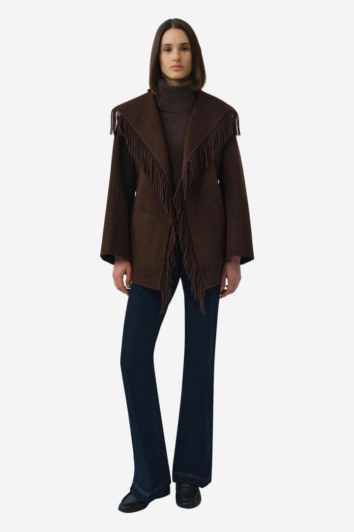 Rowen Fringe Jacket Choco Late