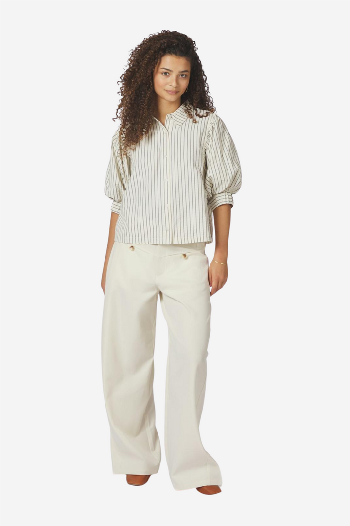 Etta Slim Stripe Shirt Off White