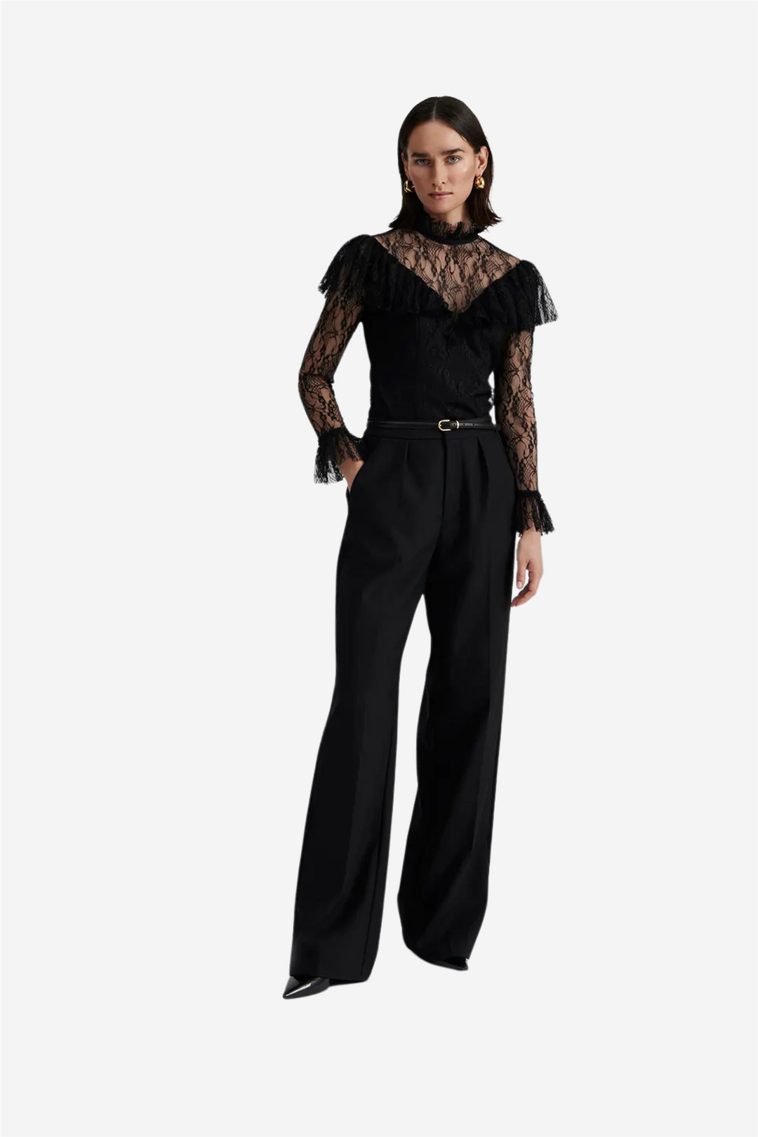 Blair Thin Leather Belt Black