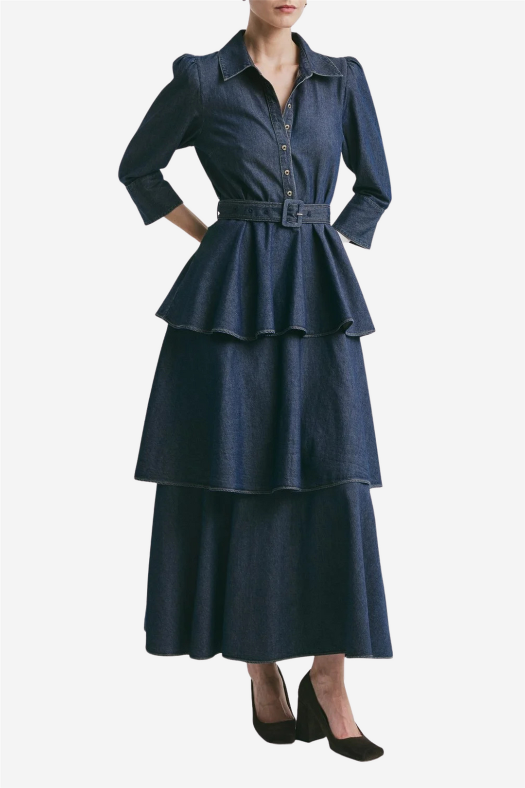 Denim Shirt Dress Dark Blue