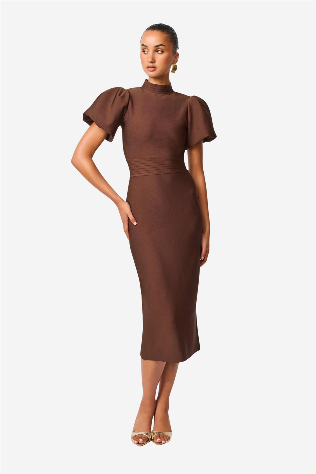 Ella Midi Dress Brown