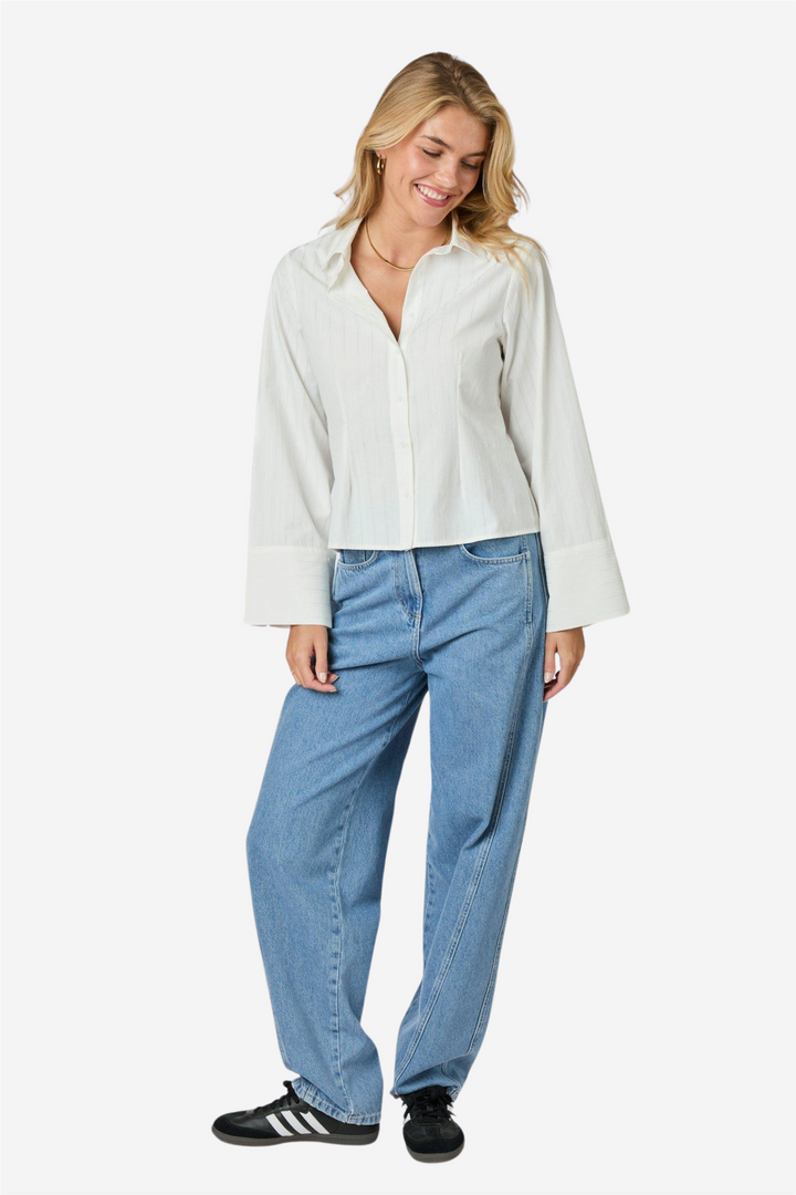 Pink Solid Shirt White