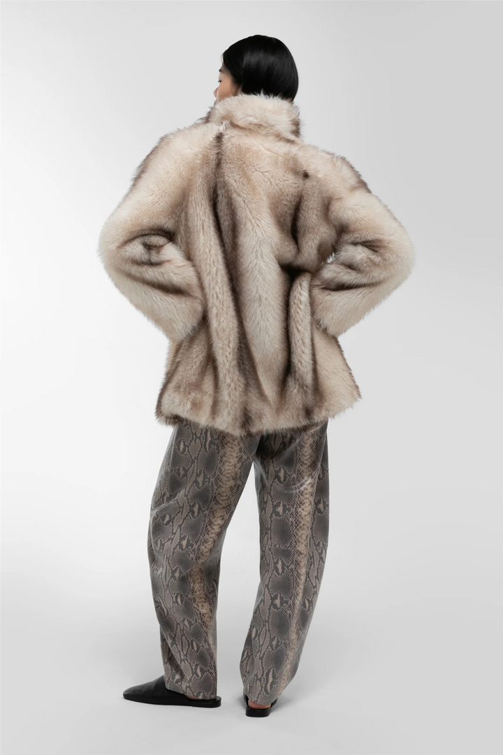 Emilia Fur Jacket Taupe Striped