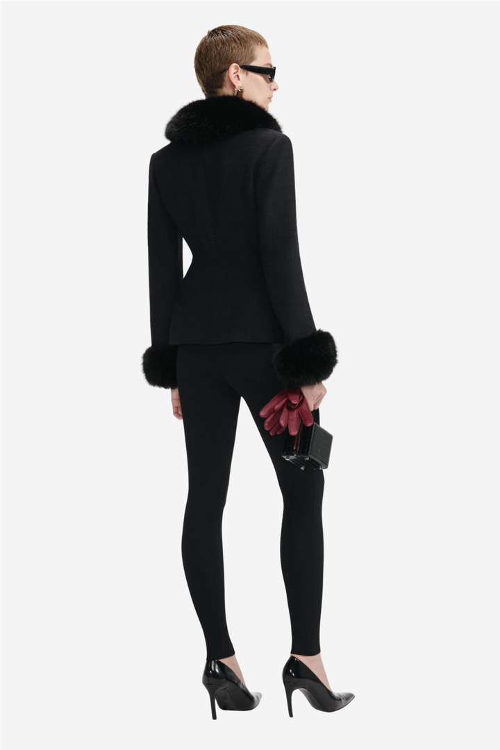 Tailored Boucle Fur Jacket Black
