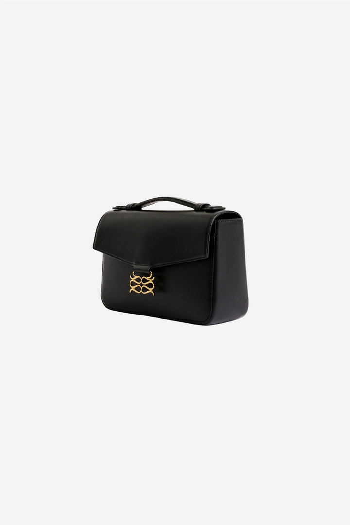 Monogram Leather Shoulder Bag Black