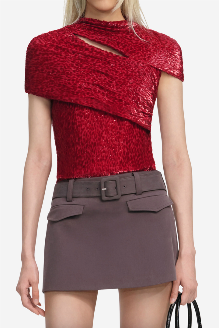 Red Fil Coupe Cut Out Top