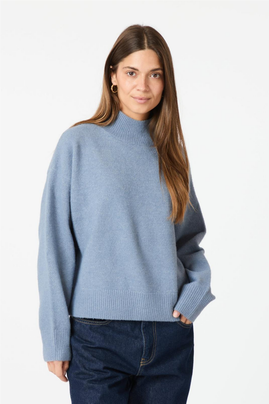Paulina Knit Blouse Smoke Blue