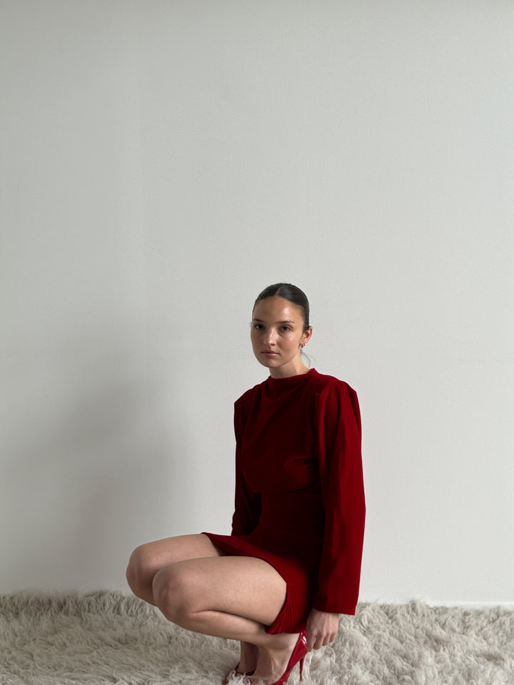 Jet dress velvet Red