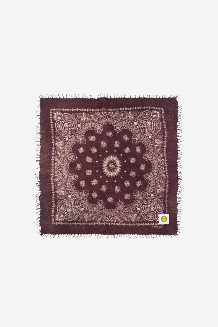 Bandana Calvina Paisley XL With Frings Burgundy And White