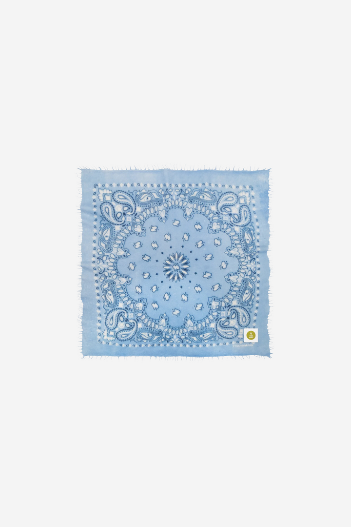Bandana Calvina Paisley With Frings Light Blue And White
