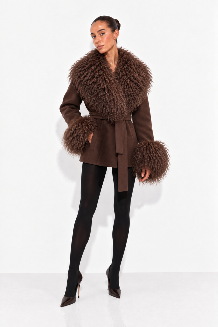 Marta Coat Mongolian Short Brown