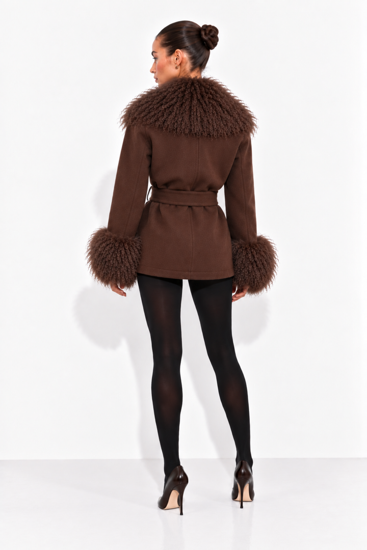 Marta Coat Mongolian Short Brown