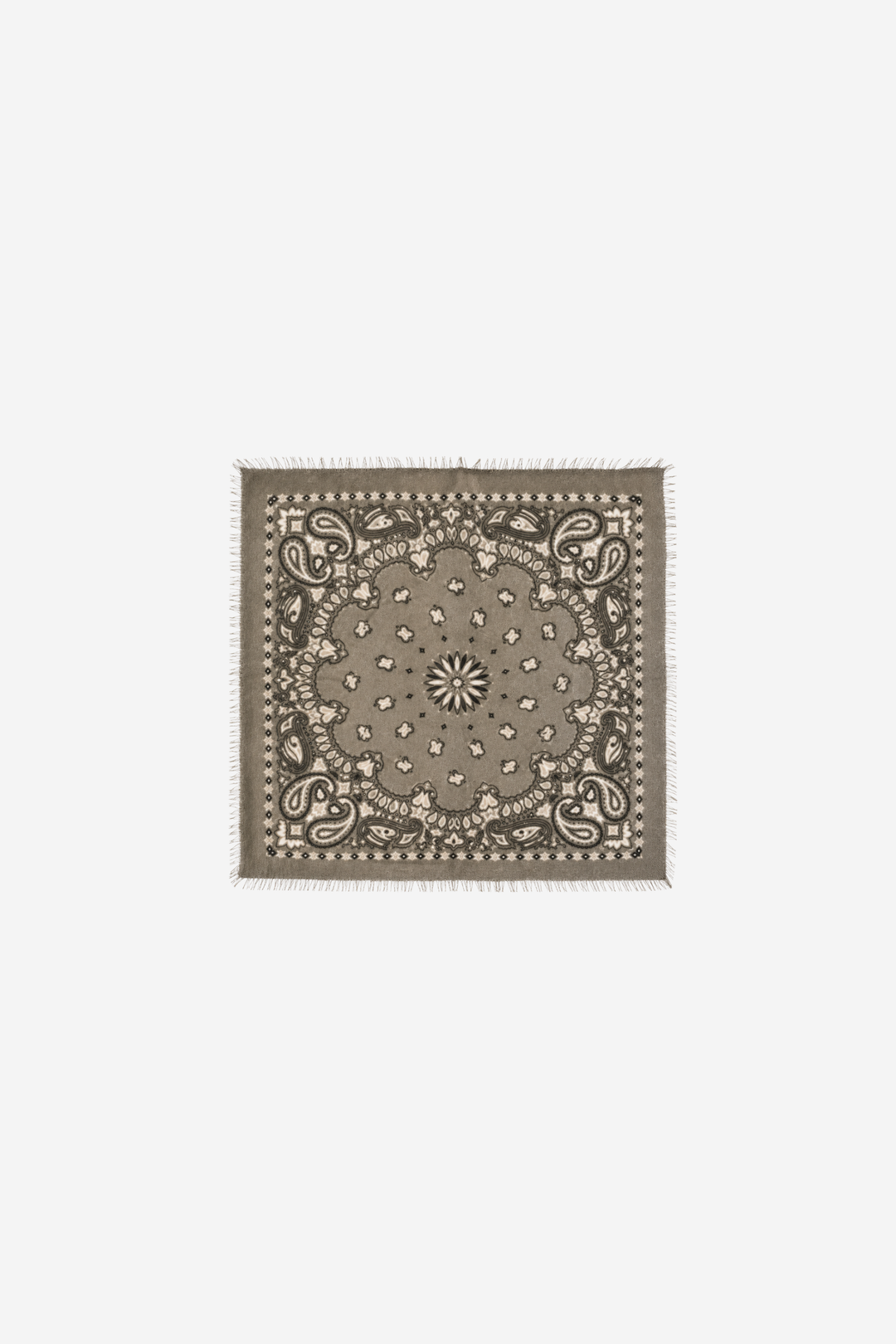 Bandana Calvina Paisley With Frings Brown And Beige